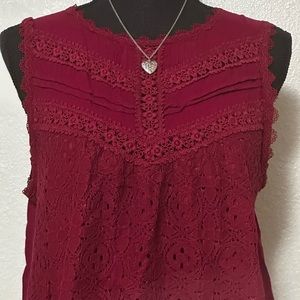 Maroon Red Lace Blouse